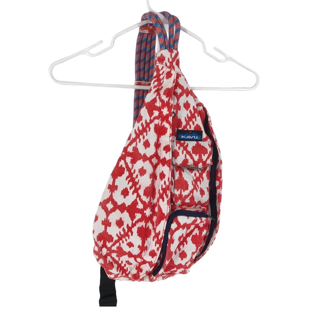 Kavu Red and White Rope Sling Bag